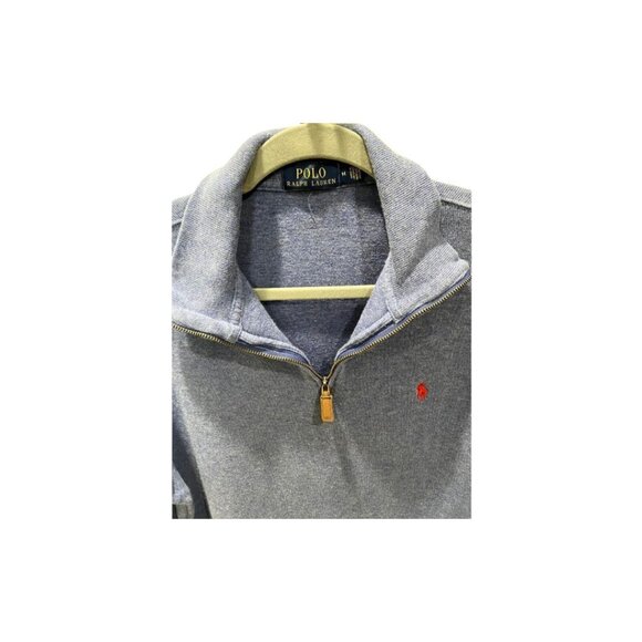 Polo Ralph Lauren Men’s Blue 1/4 Zip Pullover Sweater Red Pony - Size M (EUC) - Picture 3 of 5